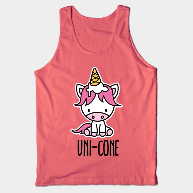 Funny Unicorn pun puns cute Uni-cone ice cream Kawaii Tank Top by LaundryFactory